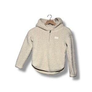 Abercrombie Kids Fleece‎ Sherpa Hoodie Cream Quarter Zip Pullover Size 9/10